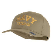 Navy Veteran Letters Embroidered Solid Cotton Twill Pro Style Cap - Khaki OSFM