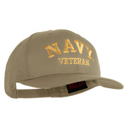Navy Veteran Letters Embroidered Solid Cotton Twill Pro Style Cap - Khaki OSFM