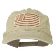 Tan American Flag Embroidered Washed Cap