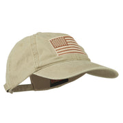 Tan American Flag Embroidered Washed Cap