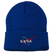 NASA Logo Embroidered Long Knit Beanie