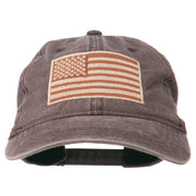 Tan American Flag Embroidered Washed Cap