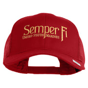 United States Marines Semper Fi Embroidered Solid Cotton Twill Mesh Prostyle Cap - Red OSFM