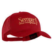 United States Marines Semper Fi Embroidered Solid Cotton Twill Mesh Prostyle Cap - Red OSFM