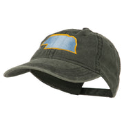 Nebraska State Map Embroidered Washed Cotton Cap