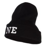 NE Nebraska State Embroidered Long Beanie