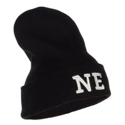 NE Nebraska State Embroidered Long Beanie