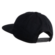 Blue Tang Embroidered Unconstructed High Profile Cotton Flat Bill Cap - Black OSFM