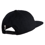 Blue Tang Embroidered Unconstructed High Profile Cotton Flat Bill Cap - Black OSFM