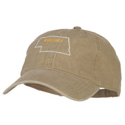 Nebraska with Map Outline Embroidered Washed Cotton Twill Cap