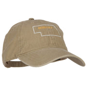 Nebraska with Map Outline Embroidered Washed Cotton Twill Cap