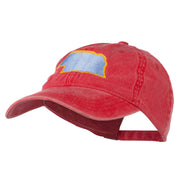 Nebraska State Map Embroidered Washed Cotton Cap