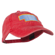 Nebraska State Map Embroidered Washed Cotton Cap