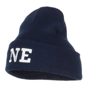 NE Nebraska State Embroidered Long Beanie