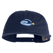 Blue Tang Embroidered Unconstructed High Profile Cotton Flat Bill Cap - Navy OSFM