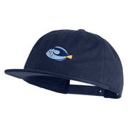 Blue Tang Embroidered Unconstructed High Profile Cotton Flat Bill Cap - Navy OSFM