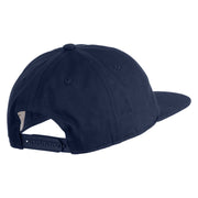 Blue Tang Embroidered Unconstructed High Profile Cotton Flat Bill Cap - Navy OSFM