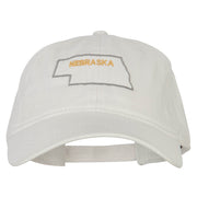 Nebraska with Map Outline Embroidered Washed Cotton Twill Cap