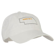 Nebraska with Map Outline Embroidered Washed Cotton Twill Cap