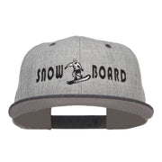 Snowboard Embroidered Heather Snapback Cap