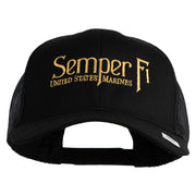 United States Marines Semper Fi Embroidered Solid Cotton Twill Mesh Prostyle Cap - Black OSFM