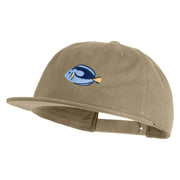 Blue Tang Embroidered Unconstructed High Profile Cotton Flat Bill Cap - Khaki OSFM