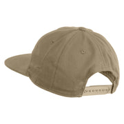 Blue Tang Embroidered Unconstructed High Profile Cotton Flat Bill Cap - Khaki OSFM