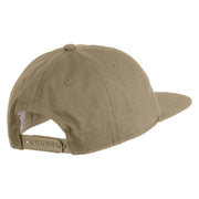 Blue Tang Embroidered Unconstructed High Profile Cotton Flat Bill Cap - Khaki OSFM