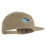 Blue Tang Embroidered Unconstructed High Profile Cotton Flat Bill Cap - Khaki OSFM