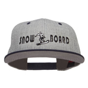 Snowboard Embroidered Heather Snapback Cap