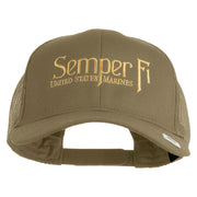 United States Marines Semper Fi Embroidered Solid Cotton Twill Mesh Prostyle Cap - Khaki OSFM