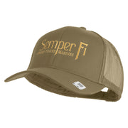 United States Marines Semper Fi Embroidered Solid Cotton Twill Mesh Prostyle Cap - Khaki OSFM