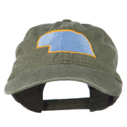 Nebraska State Map Embroidered Washed Cotton Cap