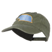 Nebraska State Map Embroidered Washed Cotton Cap