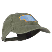 Nebraska State Map Embroidered Washed Cotton Cap