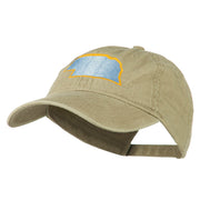 Nebraska State Map Embroidered Washed Cotton Cap