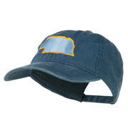 Nebraska State Map Embroidered Washed Cotton Cap