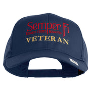 United States Marines Semper Fi Veteran Embroidered Solid Cotton Twill Mesh Prostyle Cap - Navy OSFM