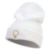 Venus Embroidered 12 Inch Long Knitted Beanie - White OSFM