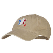 France Flag Map Embroidered Washed Cotton Twill Cap