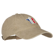 France Flag Map Embroidered Washed Cotton Twill Cap