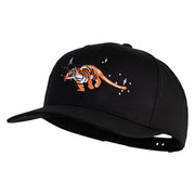 Star Light Running Tiger Embroidered Solid Cotton Twill Pro Style Cap - Black OSFM