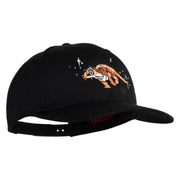 Star Light Running Tiger Embroidered Solid Cotton Twill Pro Style Cap - Black OSFM