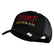 United States Marines Semper Fi Veteran Embroidered Solid Cotton Twill Mesh Prostyle Cap - Black OSFM