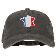 France Flag Map Embroidered Washed Cotton Twill Cap