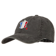 France Flag Map Embroidered Washed Cotton Twill Cap