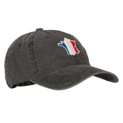 France Flag Map Embroidered Washed Cotton Twill Cap