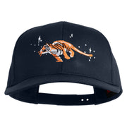 Star Light Running Tiger Embroidered Solid Cotton Twill Pro Style Cap - Navy OSFM
