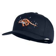 Star Light Running Tiger Embroidered Solid Cotton Twill Pro Style Cap - Navy OSFM