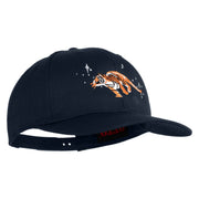 Star Light Running Tiger Embroidered Solid Cotton Twill Pro Style Cap - Navy OSFM